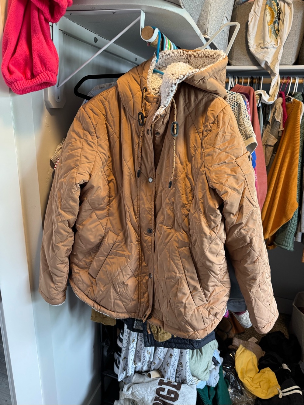 Free Country Tan Quilted Hooded Coat